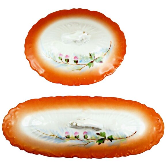 Vintage Luster-Style Covered Vanity Dishes – Rosebud Motif, Hand-Numbered Pair - Picture 2 of 13